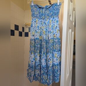 Etam Smocked Waist Floral Tiered Skirt Size S